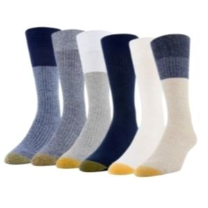 NWT Mens Gold Toe Stanton Crew 6 Pack Socks